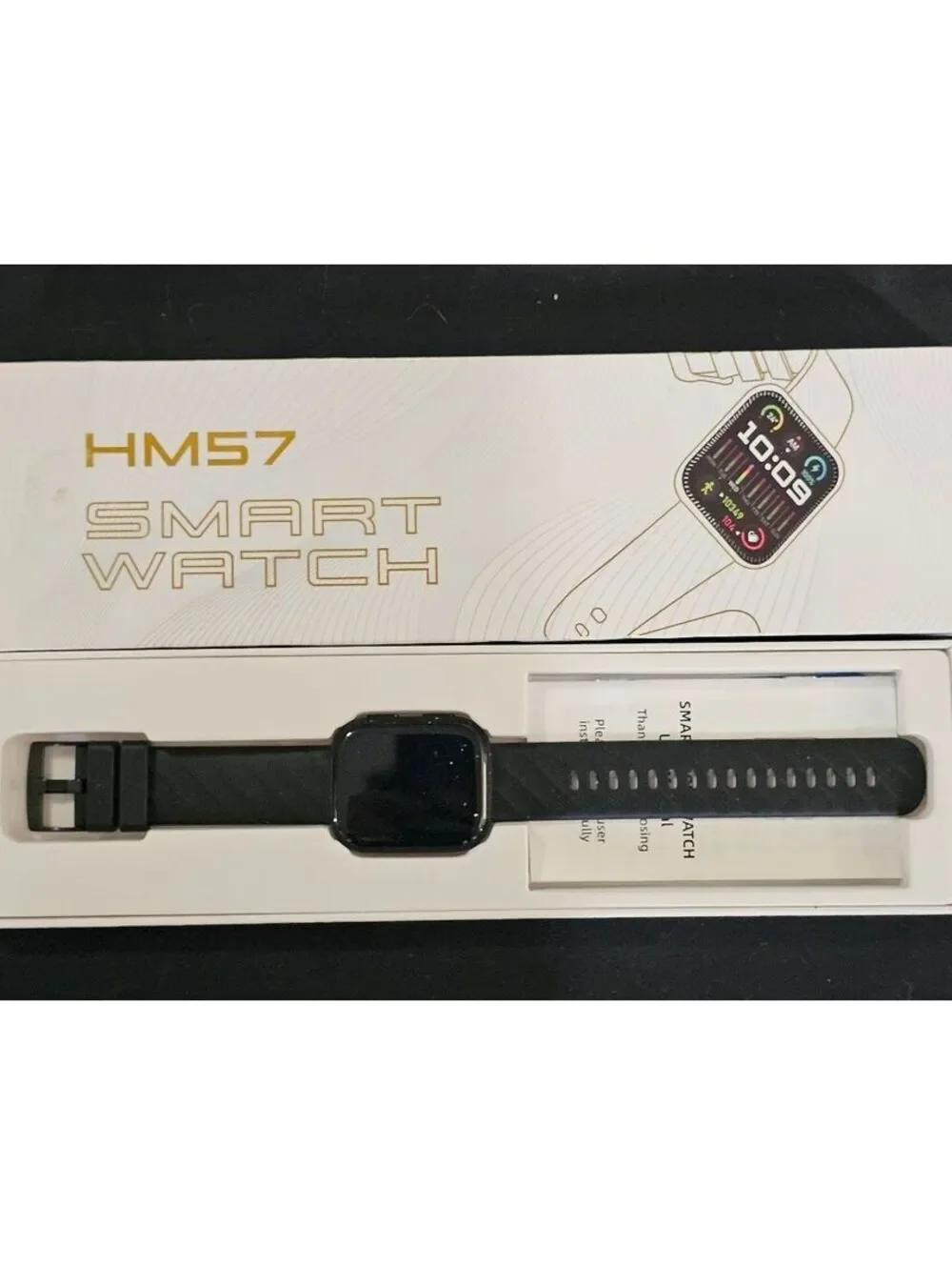 HM57 Smart Watch with Black Silicone Band